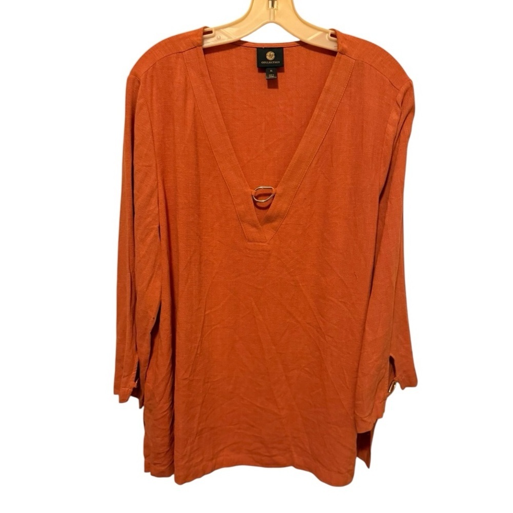 JM Collection Linen Blend Top nwot
